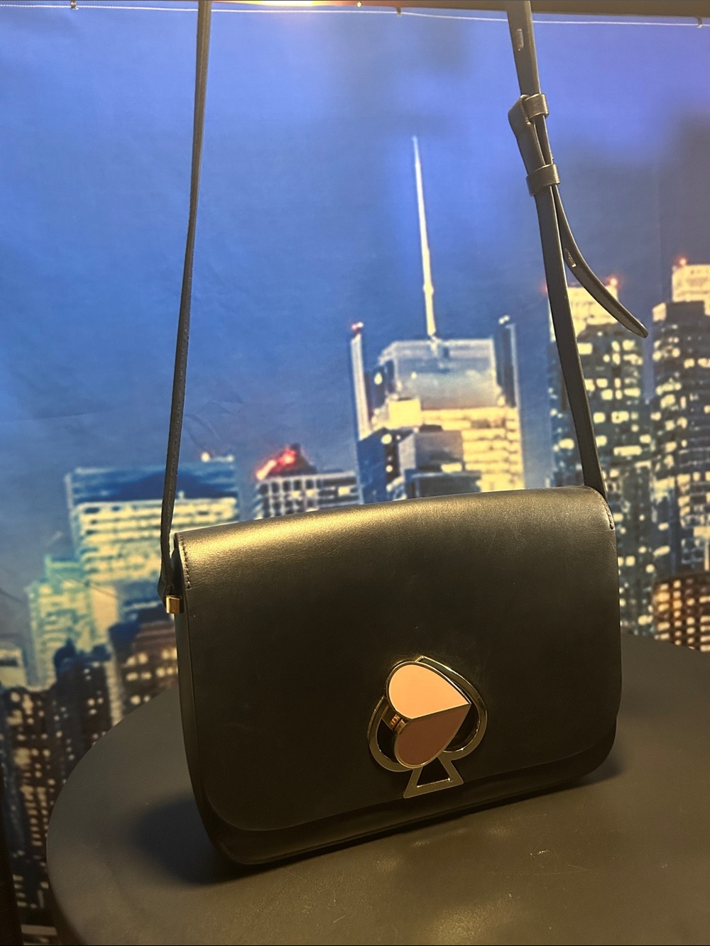 kate spade Black Crossbody Bag with Pink Spade Accent